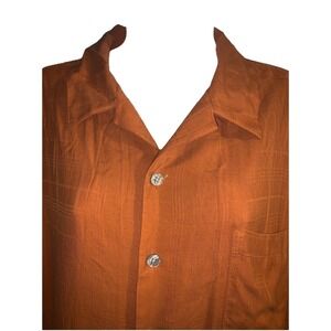 Men's XLT Croft And Barrow Short Sleeve Burnt Orange Textured Button Down
